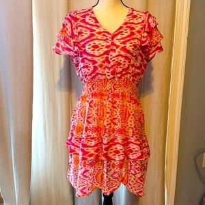 La Moda Ikat Print Smocked Mini A-Line Dress
